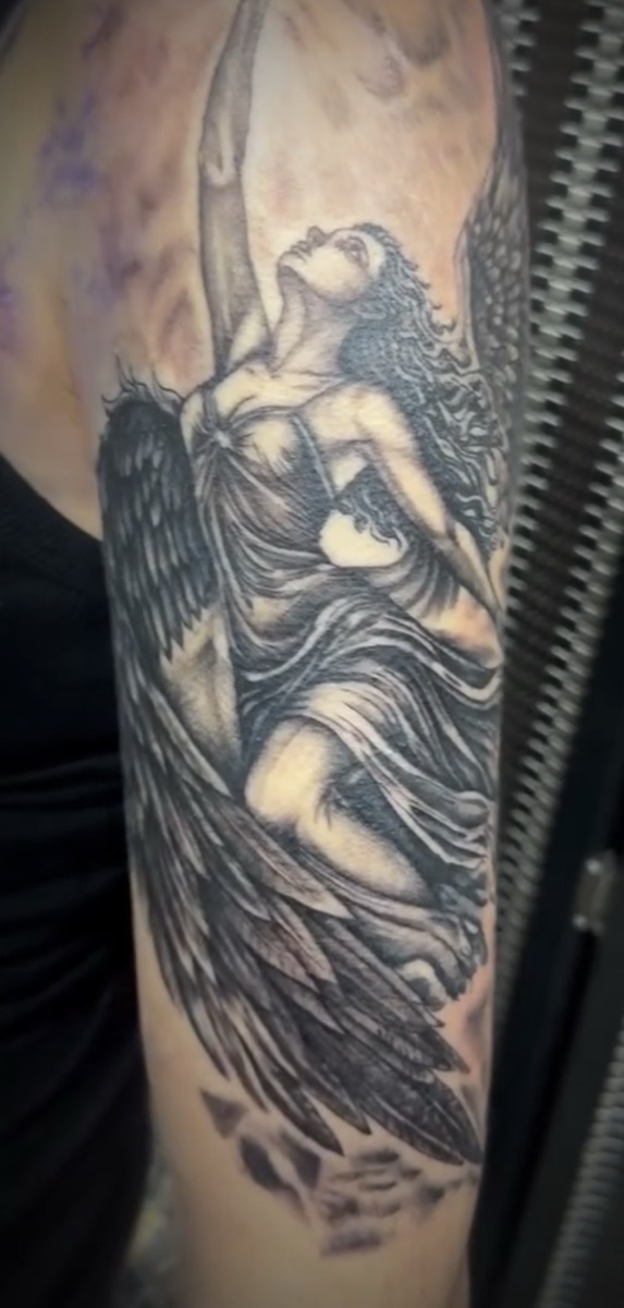 Black & gray · angelic figure