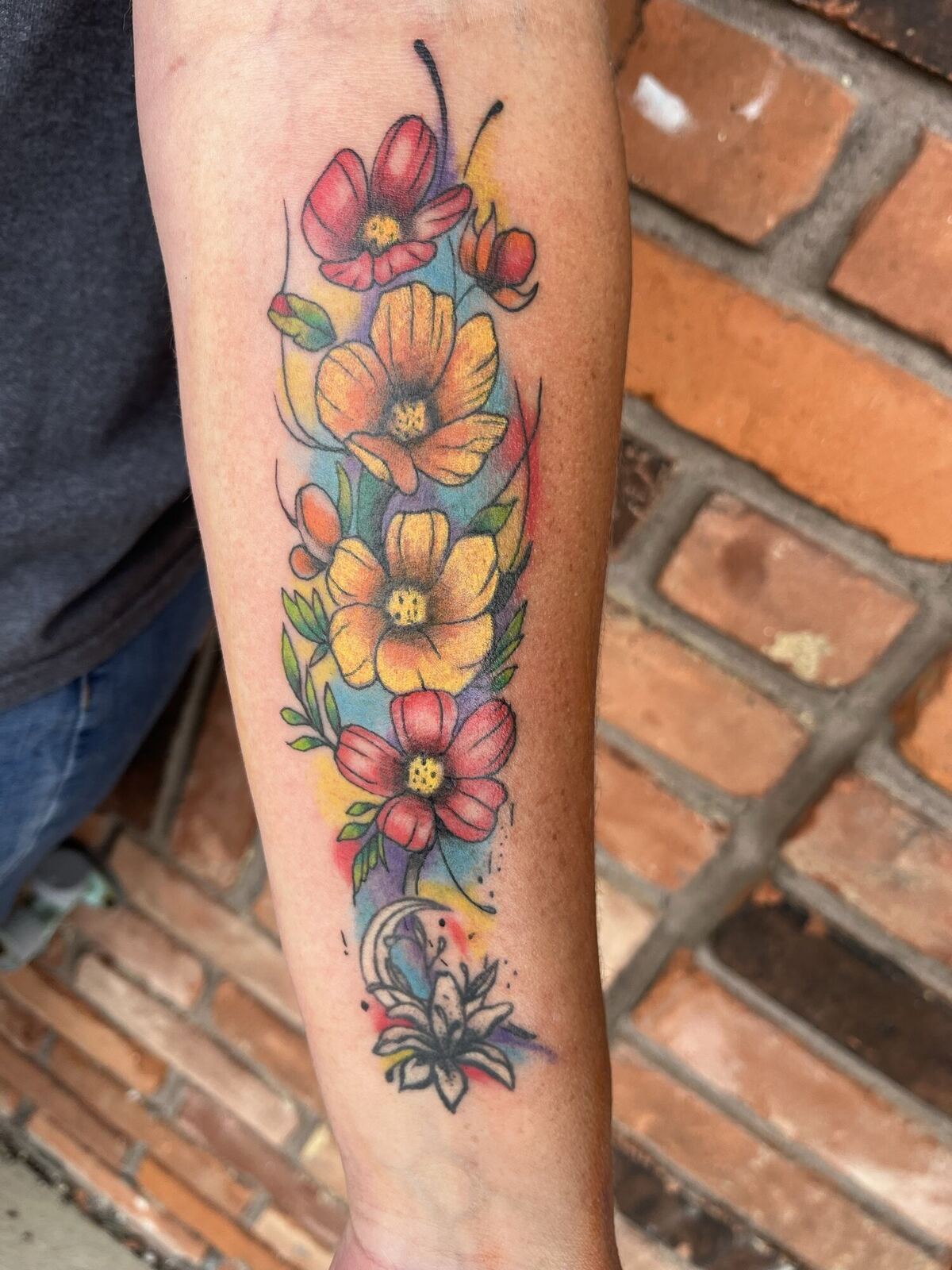 Watercolor · cosmos & poppy spray