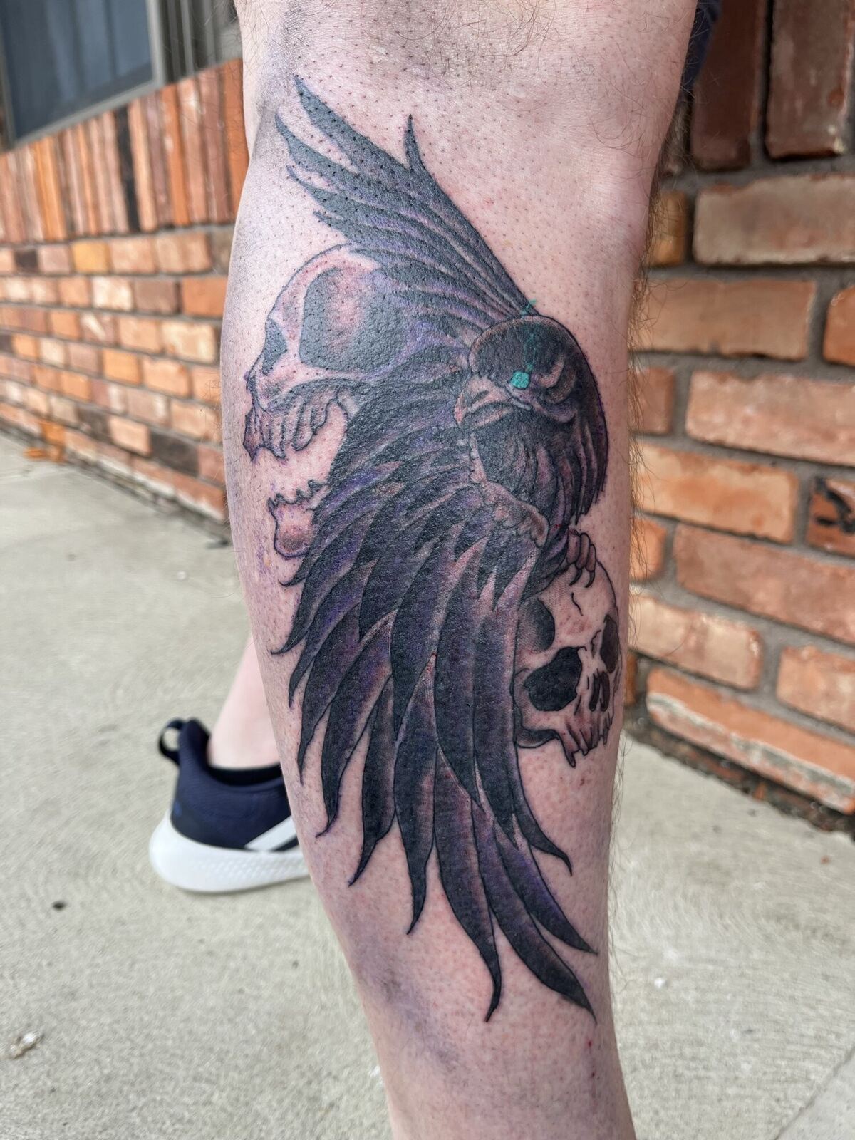 Black & gray · winged skull